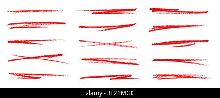 Highlights and underlines of red crayon or pencil Stock Vector