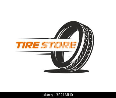 Tire store icon, tyre wheels shop or truck service Stock Vector