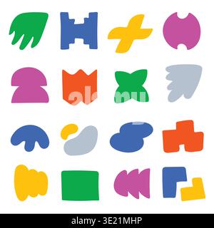 Cool Y2k Geometric Shapes. Collection of abstract brutalist bauhaus figures Stock Vector