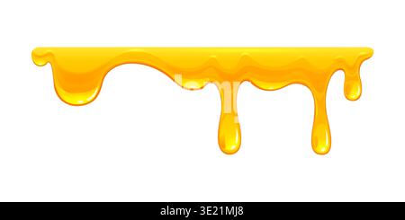 Sweet melt drips, honey liquid yellow syrup border Stock Vector