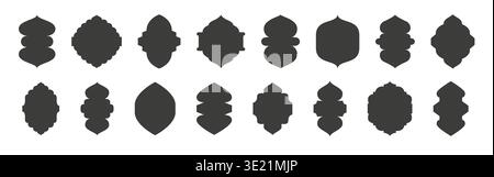 Oriental style icon collection. Silhoettes of arabic shapes for window or door arch Stock Vector