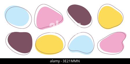 Trendy color liquid shapes set. Organic amoeba round blot form Stock Vector