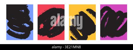 Modern abstract covers set with brush stroke Stock Vector