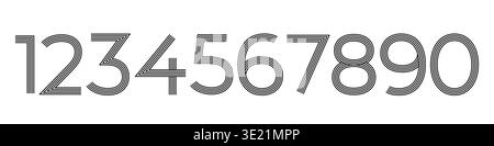 Line numbers set 0 to 9. Simple and minimalist figure collection in linear style. Stock Vector