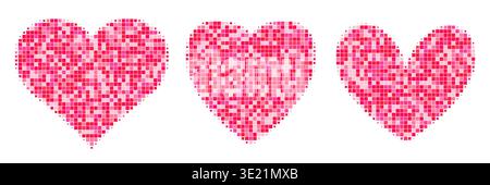 Vector halftone dotted heart collection isolated on white background. Stock Vector
