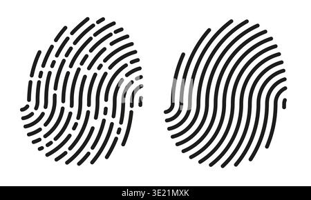 Fingerprint scanning icon. Black sign of identification Stock Vector
