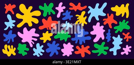 Doodle organic shapes set. Liquid irregular random blobs Stock Vector