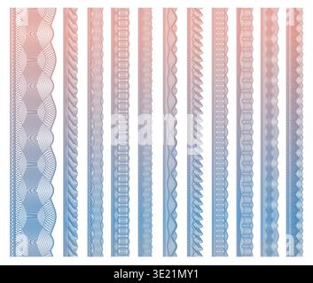 Money or document security guilloche border frames Stock Vector