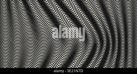 Retro background with wavy black lines. Abstract trendy striped pattern Stock Vector