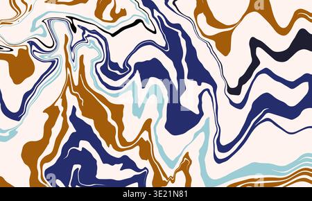 Modern color wavy liquid background. Marble texture. Trendy pattern for textiles and interior Stock Vector