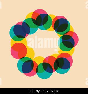 Trendy geometric shapes frame with riso print effect. Risograph art Stock Vector