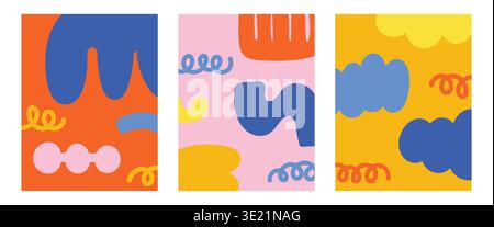 Cool doodle shapes abstract cover collection. Stock Vector