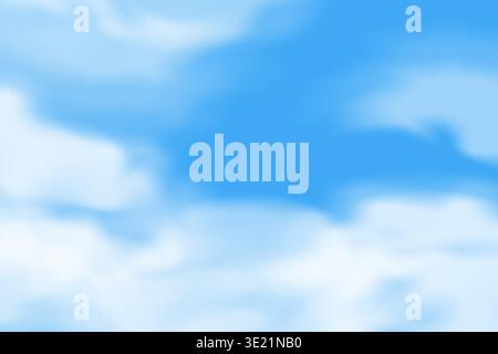 Blue sky background template. Realistic white clouds Stock Vector
