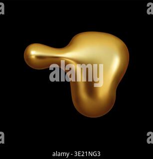 Golden drop abstract shape of liquid metal blob Stock Vector