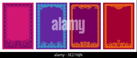 Paper Border Frame Red Mexican border frames, papel picado folk Hispanic papercut Cinco de ...