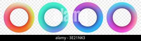 Liquid gradient round frames collection isolated on transparent background. Stock Vector