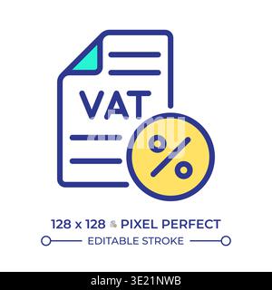 Vat pixel perfect line color icon Stock Vector