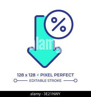 Low rate pixel perfect line color icon Stock Vector