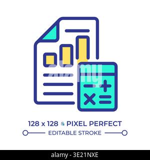 Accounting pixel perfect line color icon Stock Vector