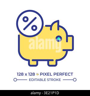Savings tax pixel perfect line color icon Stock Vector