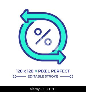 Tax refund pixel perfect line color icon Stock Vector