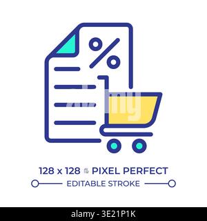 Sales tax pixel perfect line color icon Stock Vector
