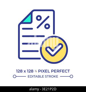 Tax form pixel perfect line color icon Stock Vector
