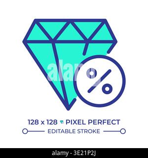 Luxury tax pixel perfect line color icon Stock Vector