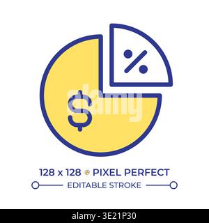 Tax rate pixel perfect line color icon Stock Vector