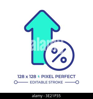 Interest rate pixel perfect line color icon Stock Vector