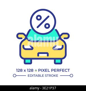 Vehicle tax pixel perfect line color icon Stock Vector