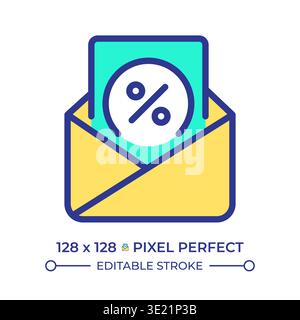 Tax letter pixel perfect line color icon Stock Vector
