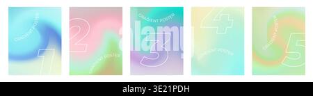 Beautiful liquid color cover set. Collection of trendy liquid gradient posters Stock Vector