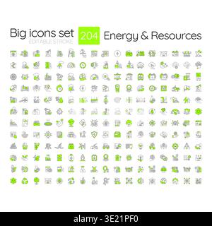 Energy and resources colorful icons big set Stock Vector