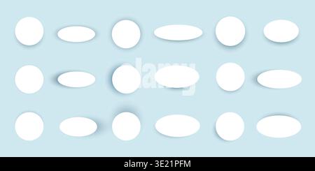 Button shadows collection. Simple shapes with shadow overlay effect. Stock Vector
