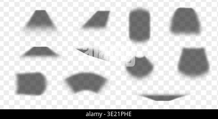 Set of transparent shadows. Realistic drop shadow effect. Stock Vector