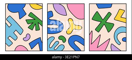 Cool doodle shapes abstract cover collection. Stock Vector