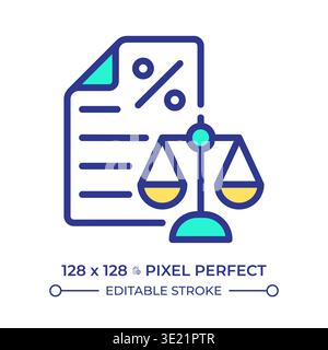 Tax law pixel perfect line color icon Stock Vector