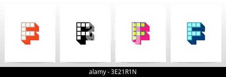 Box Square Outline Drop Shadow 3D Initial Letter Logo Design F Stock Vector