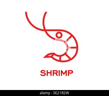 Shrimp seafood icon with antennae Stock Vector