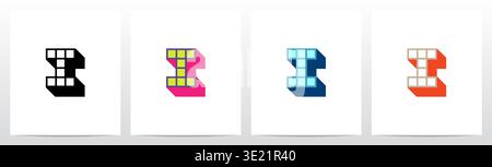 Box Square Outline Drop Shadow 3D Initial Letter Logo Design I Stock Vector