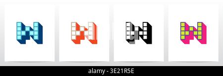 Box Square Outline Drop Shadow 3D Initial Letter Logo Design W Stock Vector