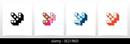 Box Square Outline Drop Shadow 3D Initial Letter Logo Design Y Stock Vector