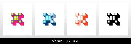 Box Square Outline Drop Shadow 3D Initial Letter Logo Design X Stock Vector