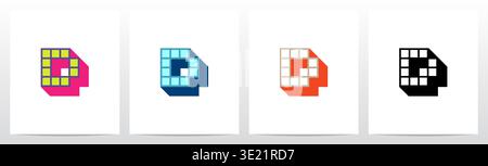 Box Square Outline Drop Shadow 3D Initial Letter Logo Design D Stock Vector