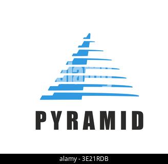 Triangle blue pyramid icon with sharp angles Stock Vector