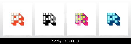 Box Square Outline Drop Shadow 3D Initial Letter Logo Design R Stock Vector