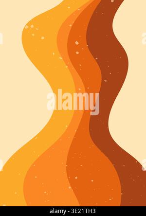 Retro warm color zebra groovy poster. Stock Vector