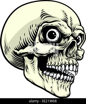 Creepy Skull Illustration Vintage Engraving Style Stock Vector