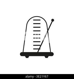 Music metronome Vector. Tempo rhythm symbol. Time beat indicator. Black line instrument. EPS 10. Stock Vector